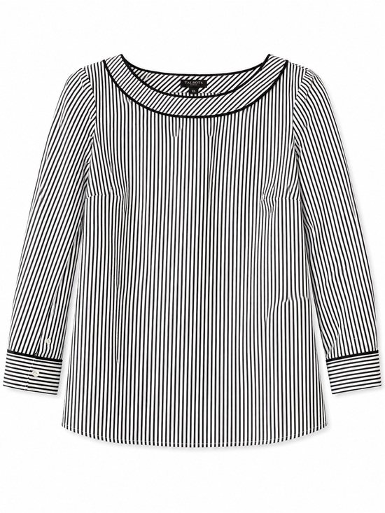 Talbots Tops - Talbots Black and White Vertical Stripe Button-Down Blouse size SP